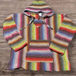 Colorful Striped poncho Hoodie Size Large